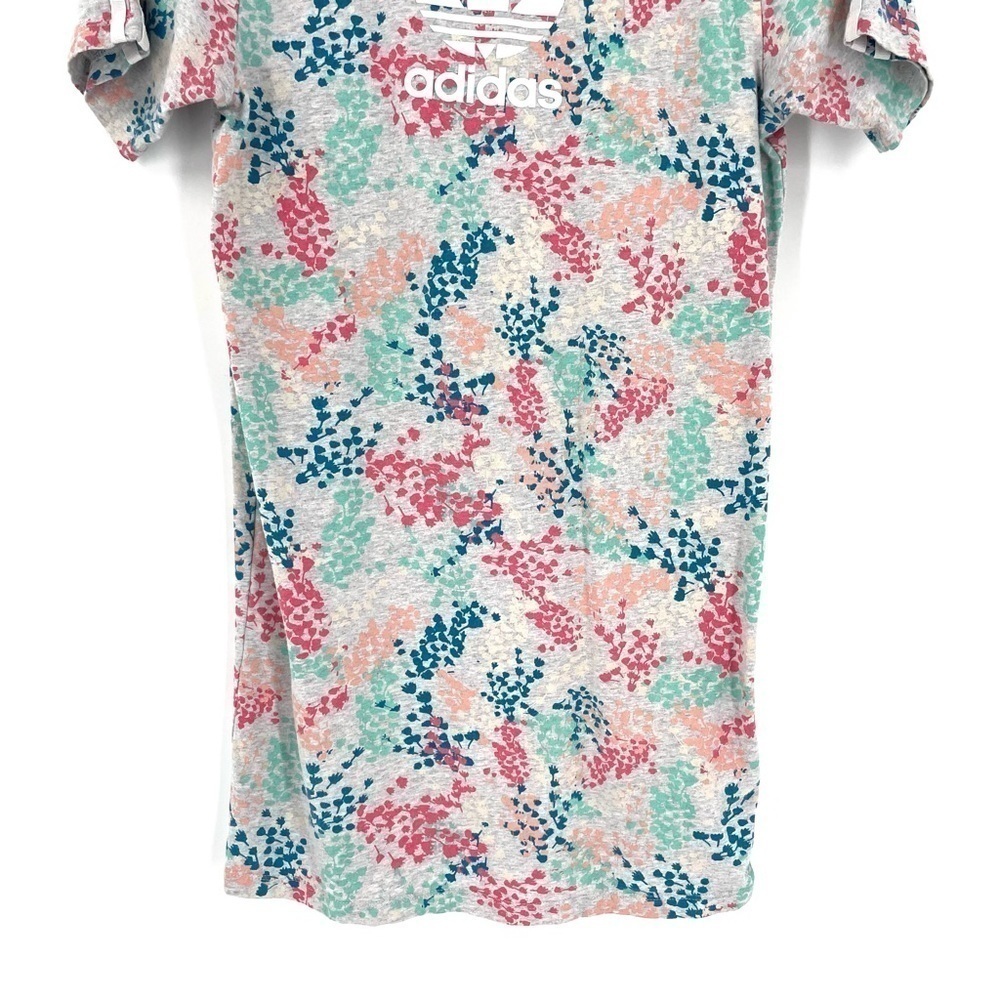 Adidas FLW Multicolor Floral Short Sleeve Athletic Lounge T Short Dress - Picture 4 of 7